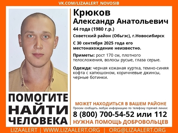 Третий день в Новосибирске ищут пропавшего 44-летнего мужчину