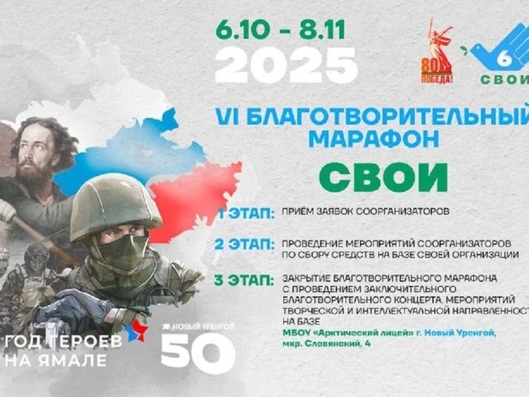 В Новом Уренгое стартовал благотворительный марафон «СВОИ» в поддержку бойцов СВО