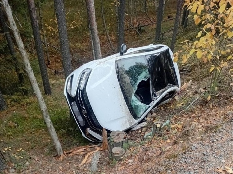 В Карелии в ДТП на трассе перевернулась Lada Vesta, есть пострадавшие