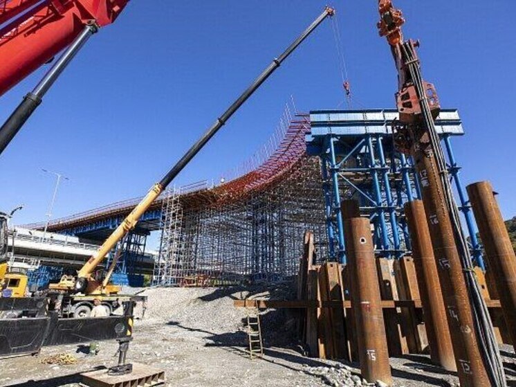 В Сочи продолжается строительство разворотной петли на восточной стороне Обхода Адлера