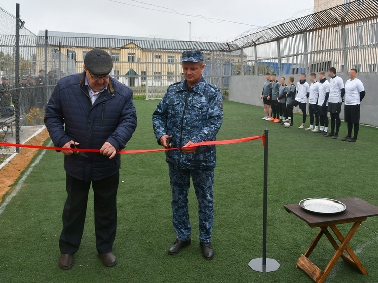 В сафоновской колонии открылось новое футбольное поле с искусственным покрытием