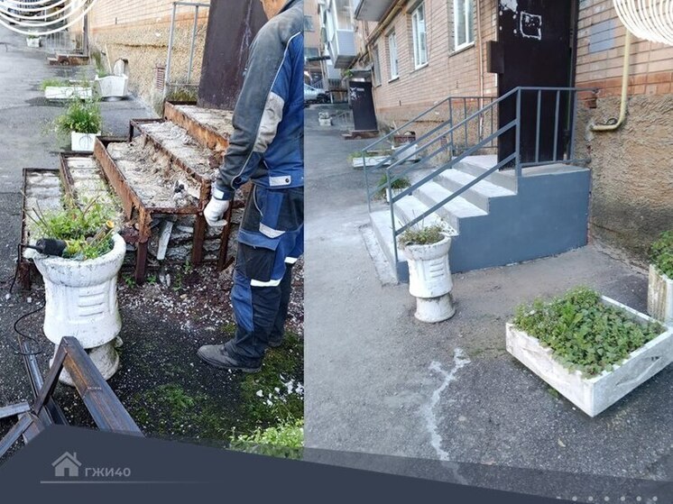 Жителям калужской многоэтажки подарили новое крыльцо