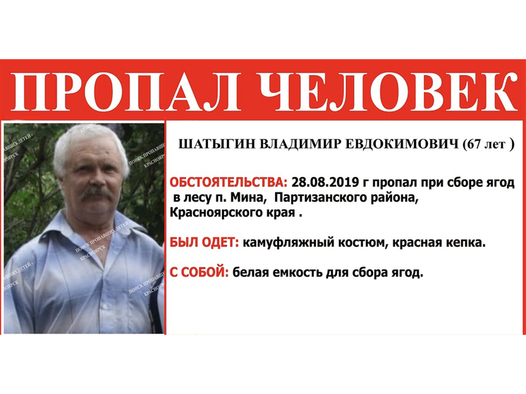 Шесть лет назад в тех же местах, тоже осенью, пропал 67-летний Владимир Шатыгин