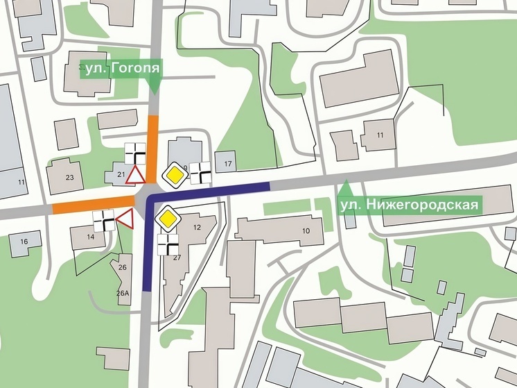 Приоритет проезда на перекрёстке Нижегородской и Гоголя изменится