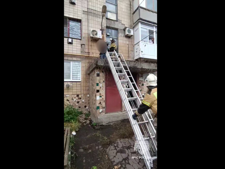 В Снежном спасатели помогли мужчине, который упал на козырек подъезда