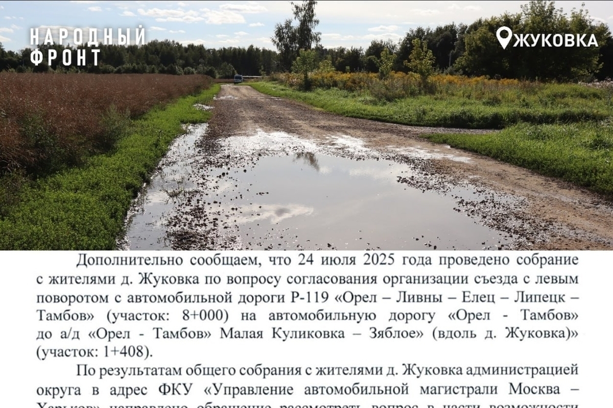 На разбитую дорогу в деревне Жуковка внимание обратили чиновники