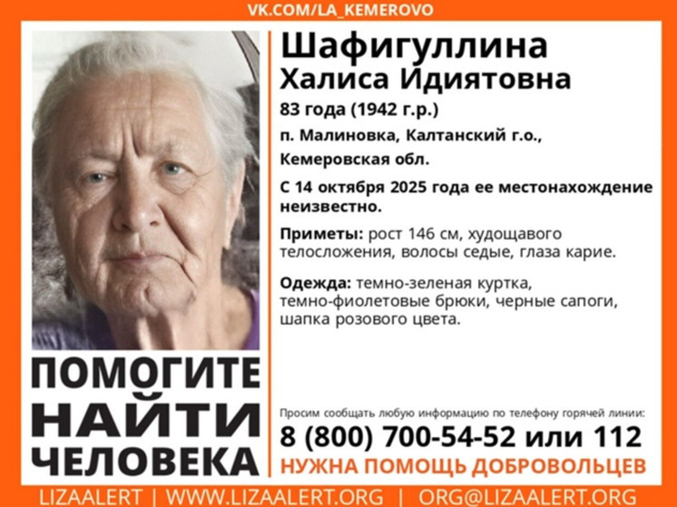 В Кузбассе пропала женщина в розовой шапке