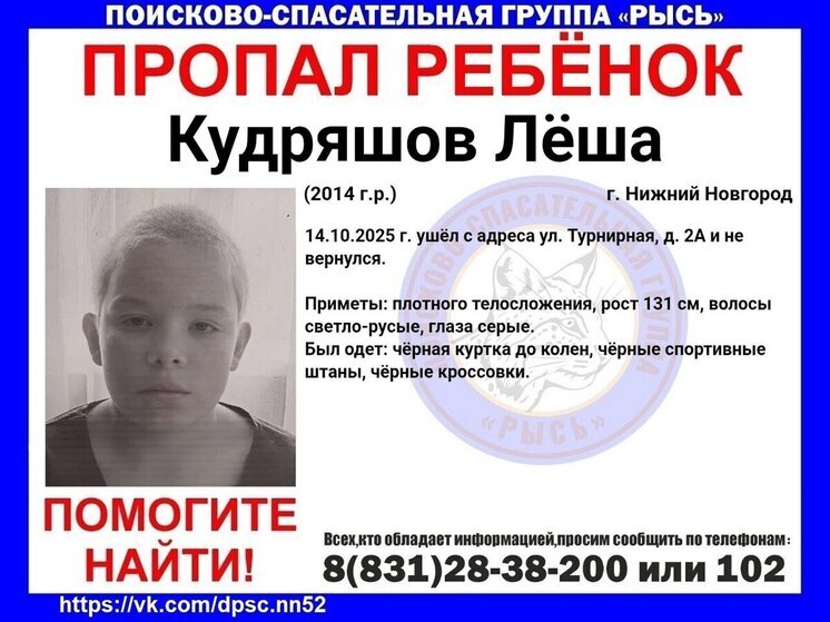 В Нижнем Новгороде пропал ребёнок