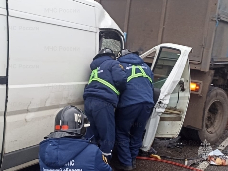 В Орловской области столкнулись легковой автомобиль и КамАЗ