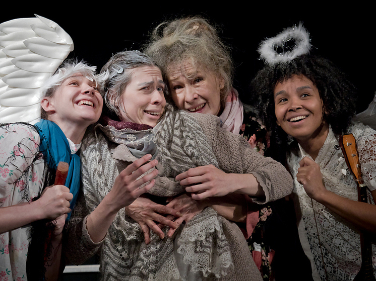 Actresses Daria Kosheva and Irina Bogdanova in `The Old Women` play