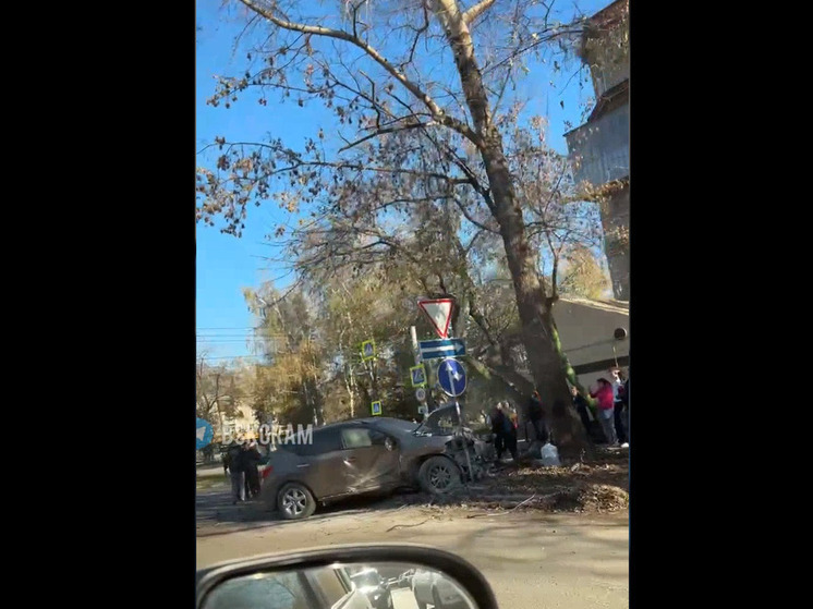 Два человека попали в больницу после ДТП с выездом на тротуар в центре Бийска