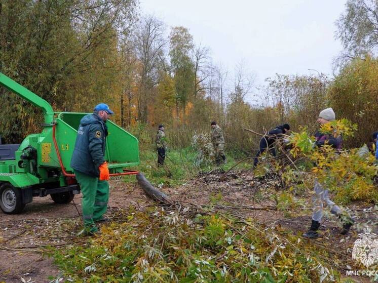 Новгородские спасатели расчистили берега реки Волхов