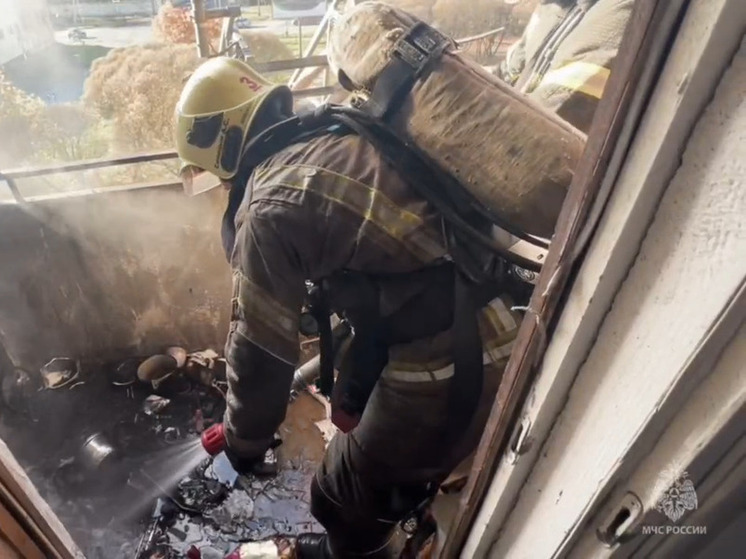 Мусор на балконе тушили сегодня пожарные на улице Льва Толстого