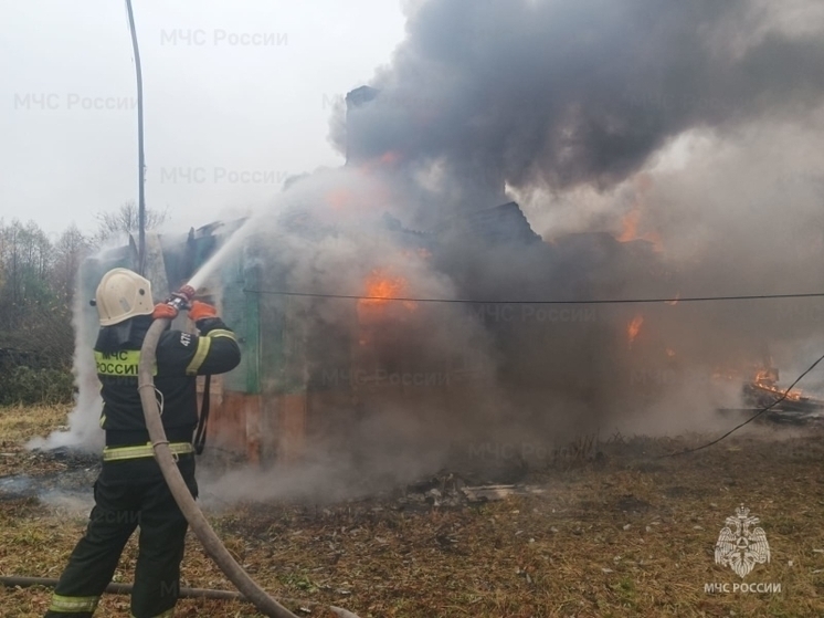 В Орловской области случился пожар в жилом деревянном доме