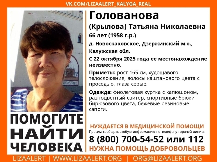 В Калужской области два дня разыскивают женщину из Новоскаковского