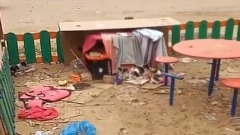 Вместо детских игр: на площадке в Нариманове появились домики для бродячих собак