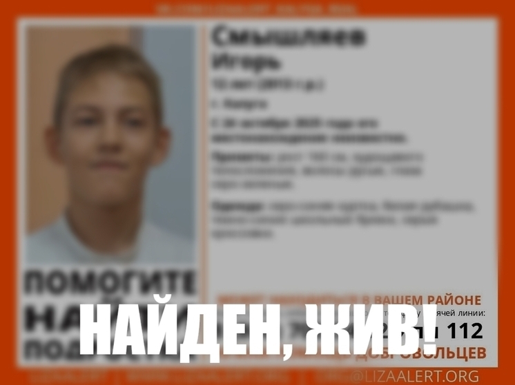 Пропавшего в Калуге подростка нашли живым