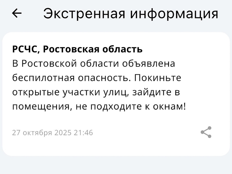 В Ростовской области объявили беспилотную опасность