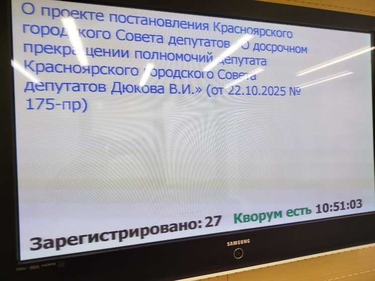 Депутата Красноярского горсовета Дюкова лишили мандата за нарушение антикоррупционного законодательства