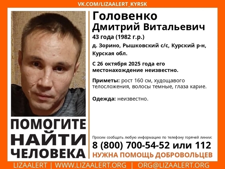 Под Курском пропал без вести 43-летний житель деревни Зорино