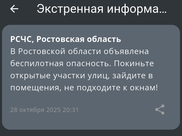В Ростовской области объявили беспилотную опасность