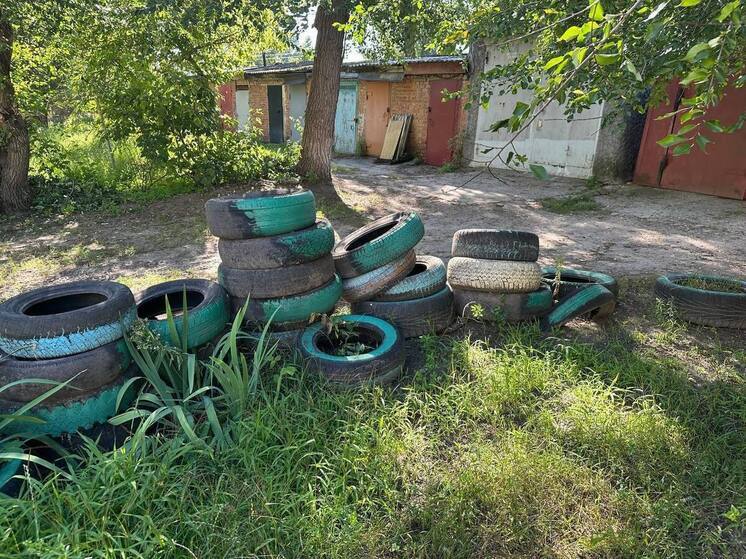 Прокуратура Курска потребовала убрать более 150 старых шин с придомовой территории