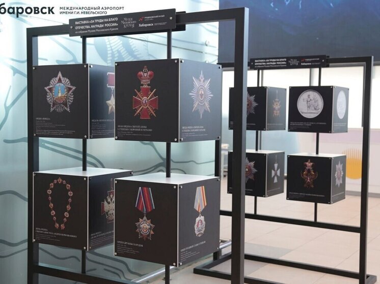 В аэропорту Хабаровск открылась выставка «За труды на благо Отечества. Награды России»