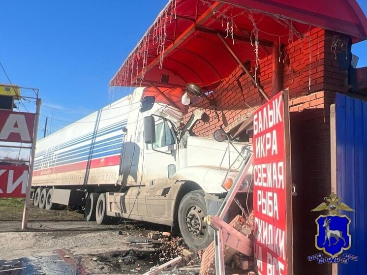 Водитель грузовика съехал с дороги и влетел в магазин в селе Самарской области