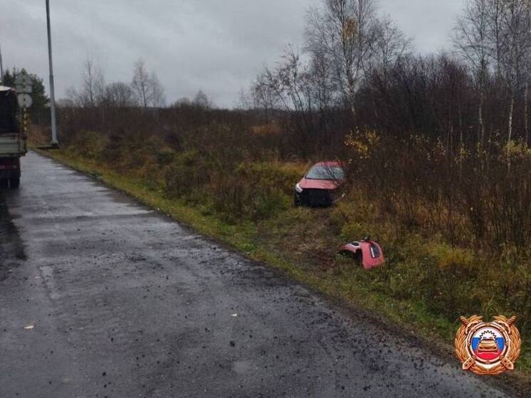 Красная иномарка вылетела в кювет на М-9 в Тверской области