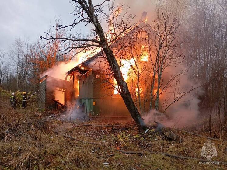 Огнеборцы тушили заброшенный дом в Тверской области