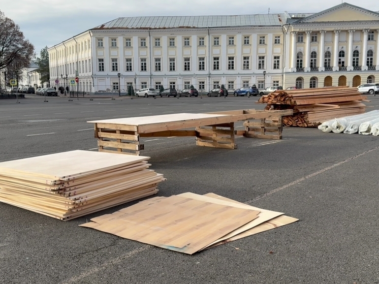 В Ярославле приступили к монтажу катка на Советской площади
