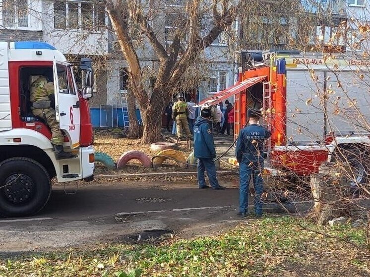 Пять человек вывели из задымлённой пятиэтажки пожарные в Омске