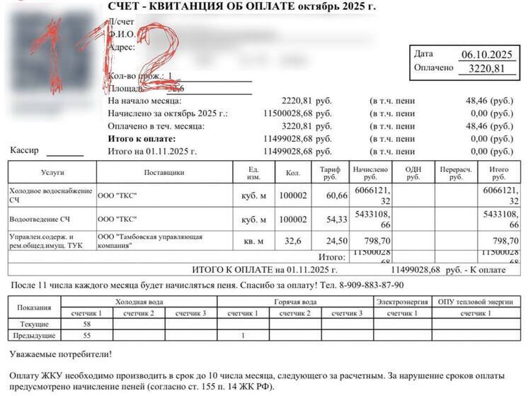 11,5 млн за воду: история о том, как квитанция из тамбовского поселка стала дороже московской ипотеки