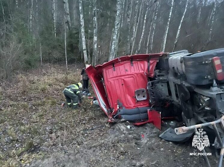 Костромским спасателям пришлось выручать попавшего в аварию водителя грузовика