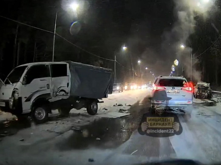 Жесткое ДТП произошло на шоссе Ленточный бор в Барнауле во время снегопада