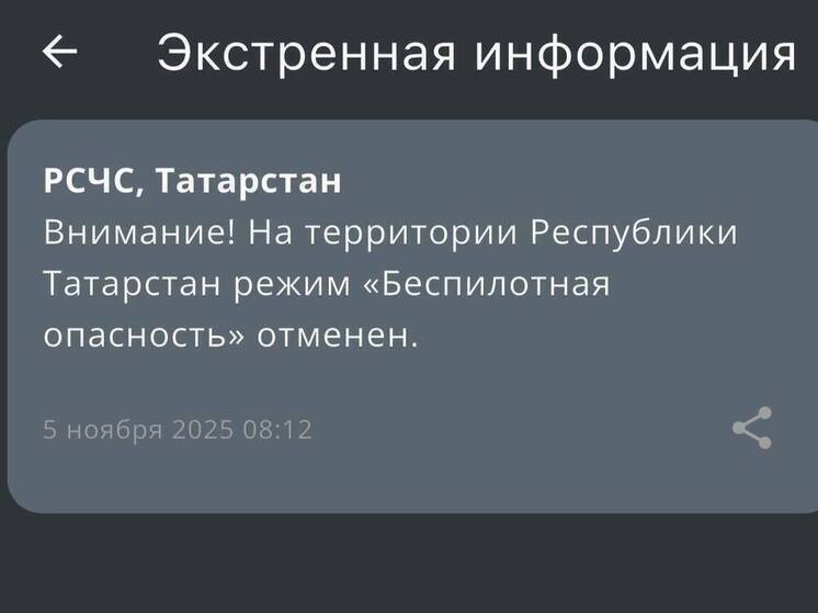 В Татарстане через шесть часов сняли режим беспилотной опасности