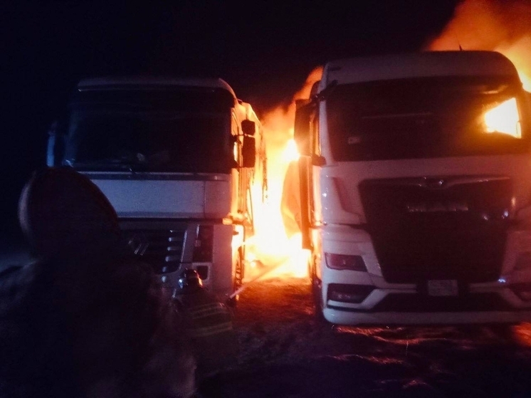 Два грузовика сгорели в Самарской области ночью 5 ноября