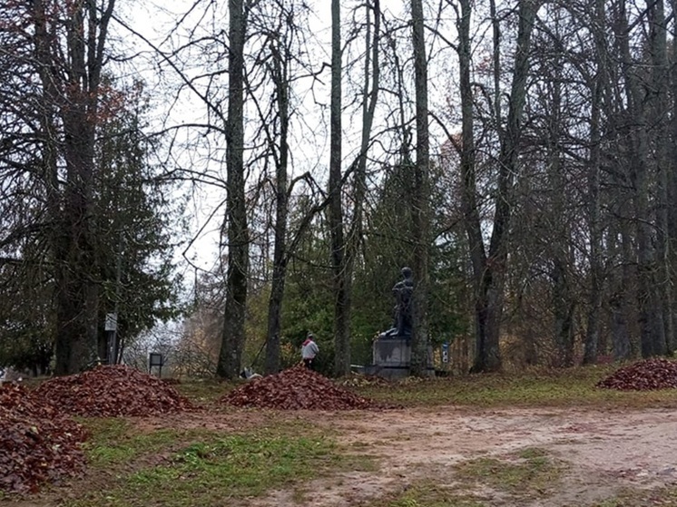 Сотрудники Михайловского убрали в усадьбе опавшую листву