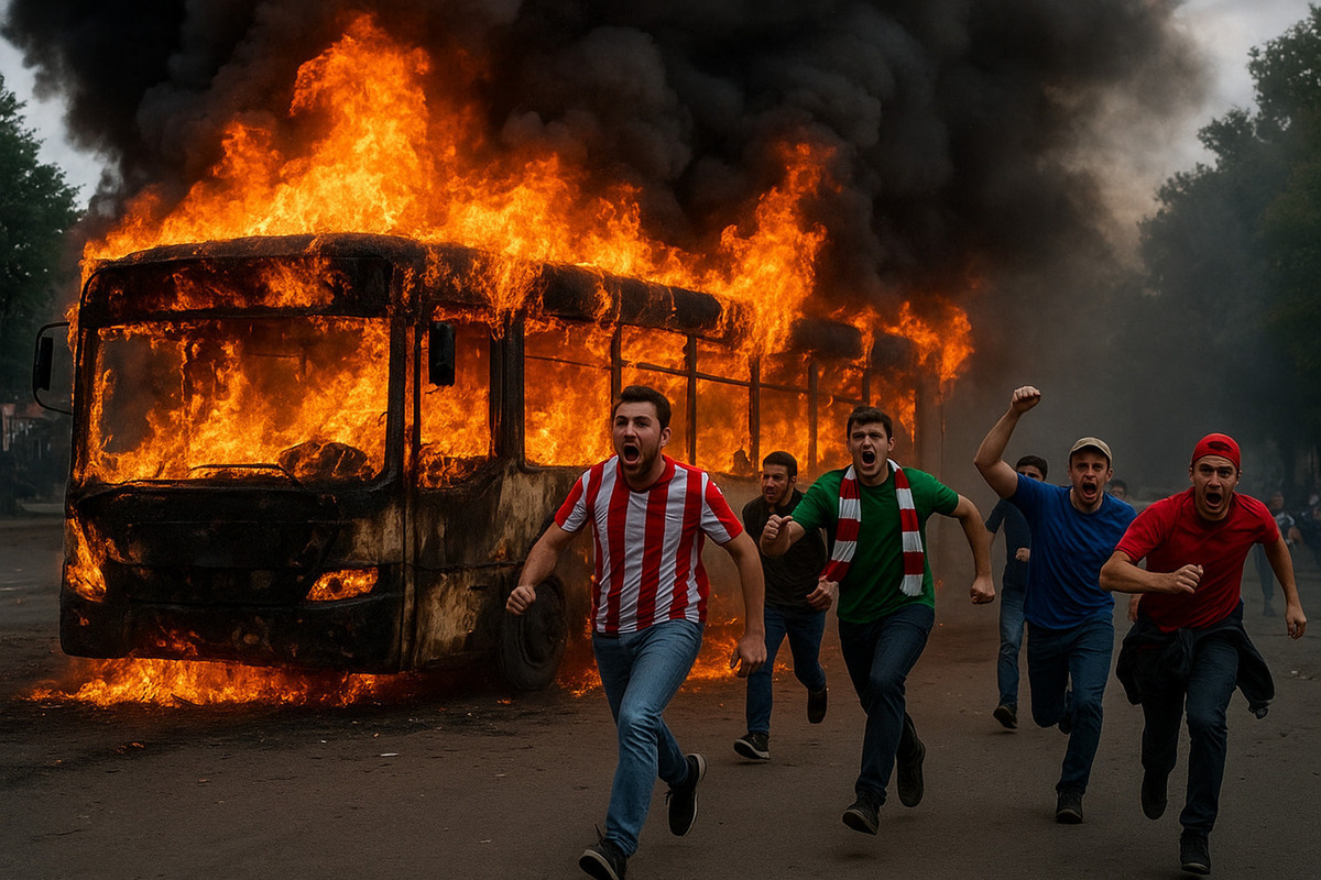 Произошло возгорании автобуса с фанатами «Барселоны»