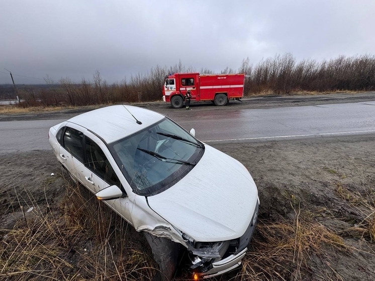 На улице Ленинградская в Кировске Lada въехала в столб