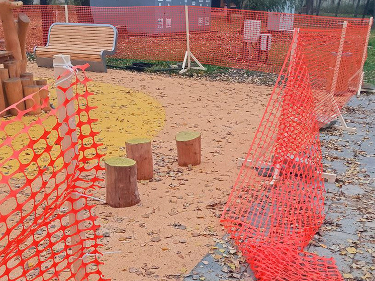 Липчане самостоятельно открыли недостроенную детскую площадку в Нижнем парке