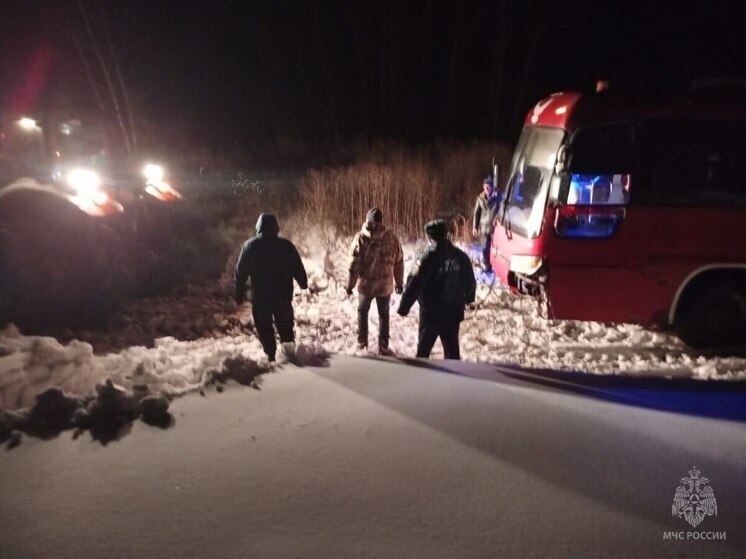 В Барнауле автобус с пассажирами слетел с трассы из-за метели
