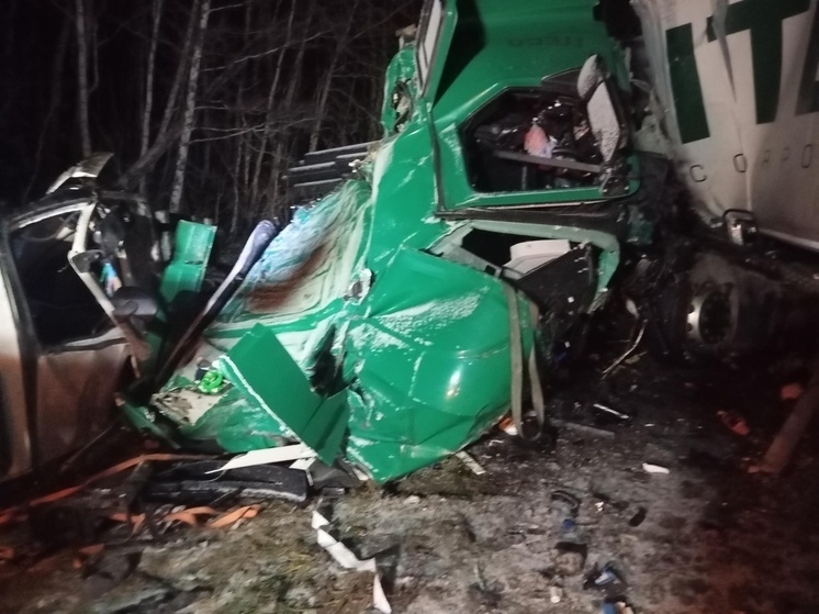 На омской «трассе смерти» Mercedes столкнулся с КамАЗом: водитель не выжил