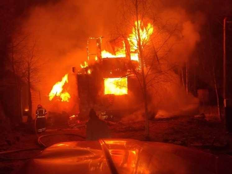 В Оленегорске потушили горящий дачный дом