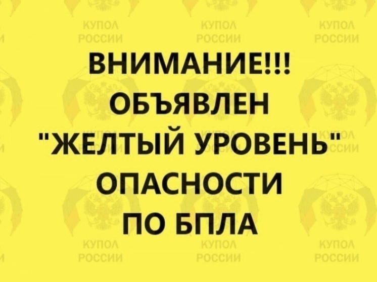 В Ростовской области 11 ноября объявили желтый уровень опасности по БПЛА