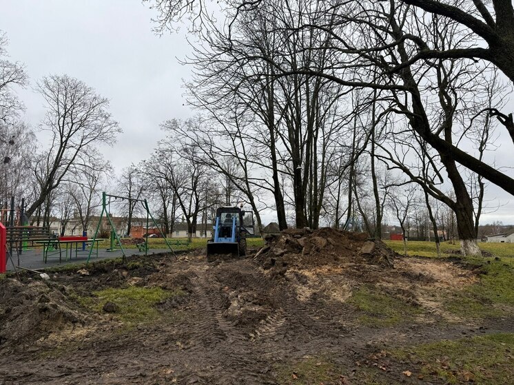 В поселке Тим Курской области начался монтаж нового детского игрового комплекса «Фрегат»