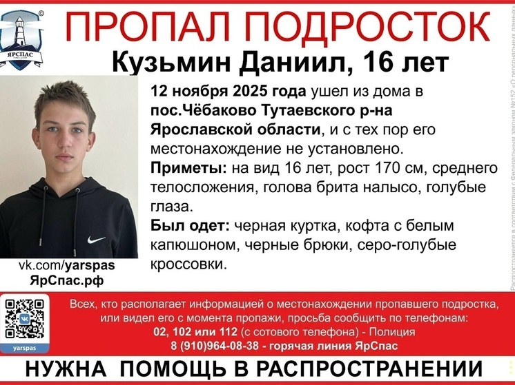 В Ярославской области пропал 16-летний подросток