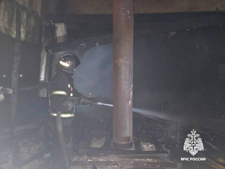 Ночью в Твери сгорел ангар с пиломатериалами