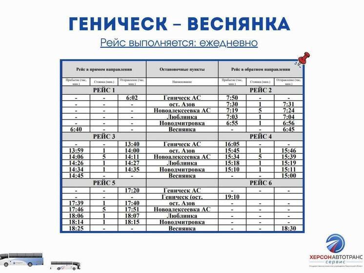 В Херсонской области запустили новый автобусный маршрут «Геническ — Веснянка»