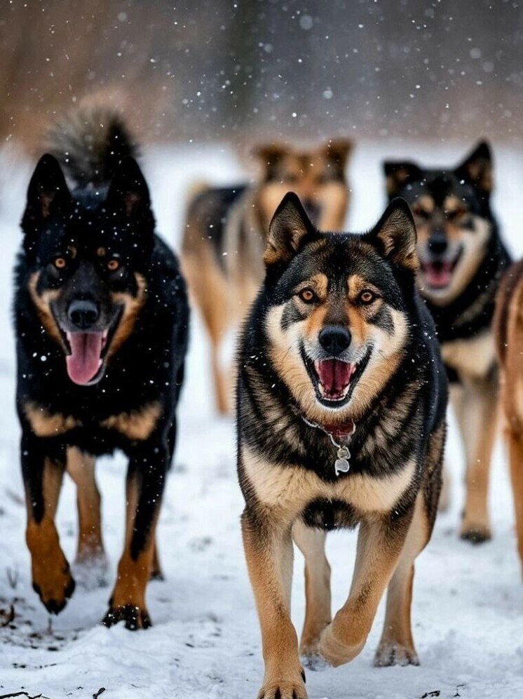 Полицейские в Ноябрьске спасли девушку и ее питомцев от стаи собак